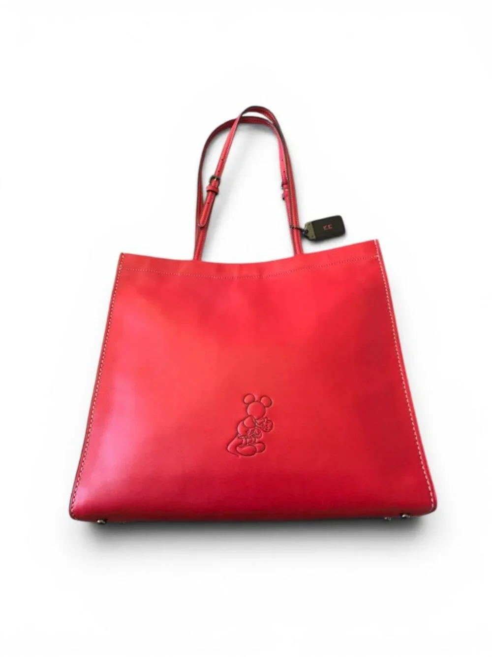 Coach Disney Mickey Skinny Tote Glovetanned Leather Red Rare NWOT Authenticated